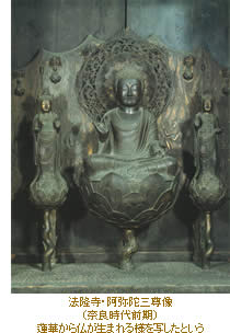 法隆寺・阿弥陀三尊像(奈良時代前期)